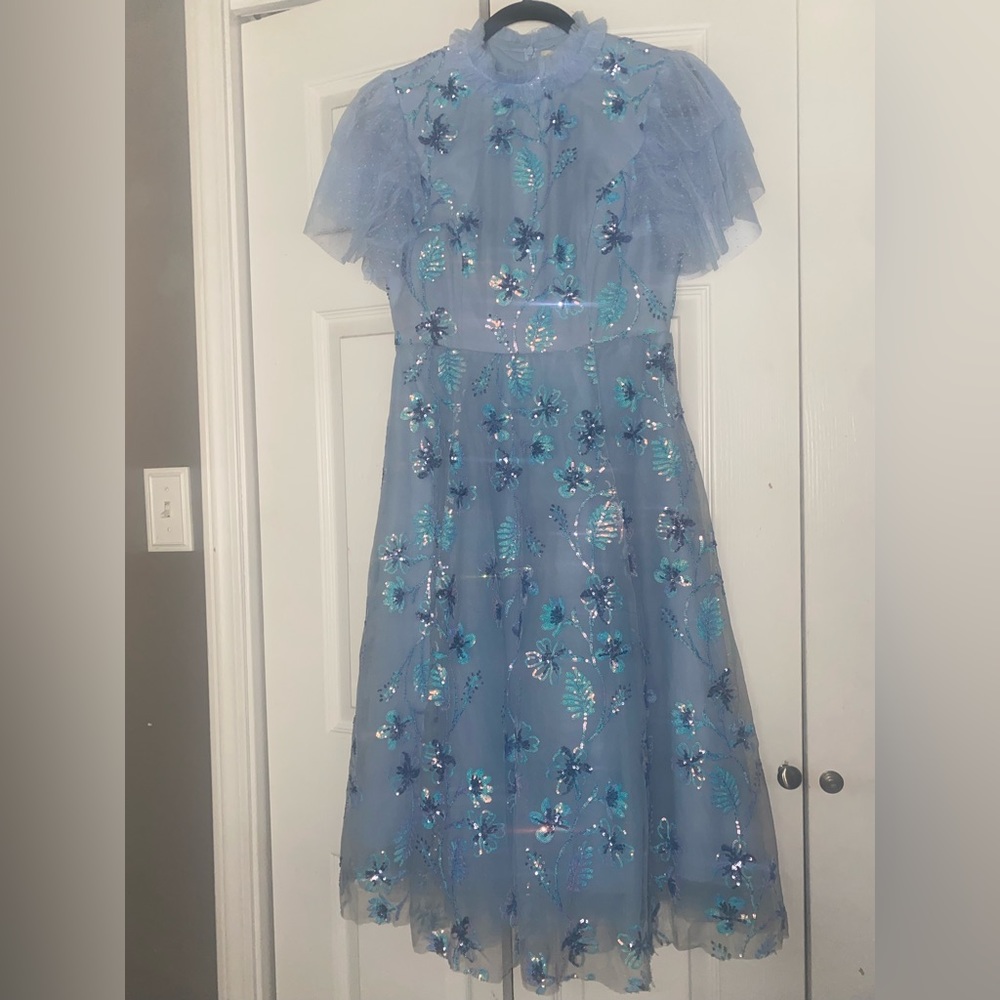 Blue midi length dress